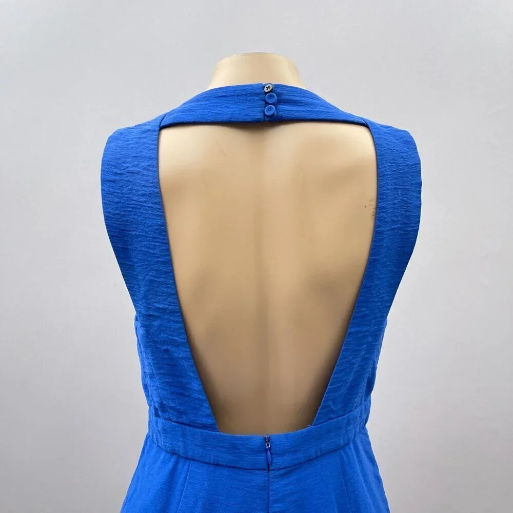 Finders Keepers Blue Deep V-Neck‎ Romper Backless Cutout Wrap Skort M
